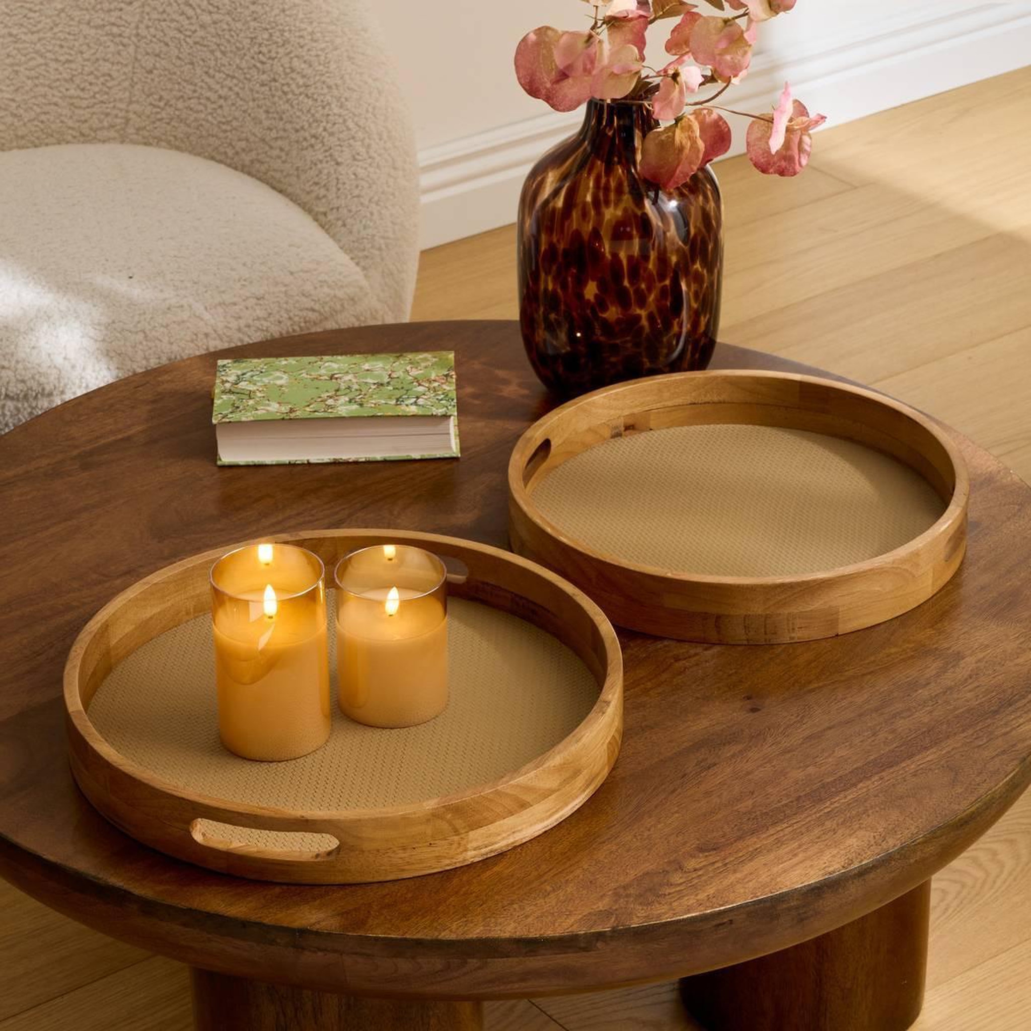 Voir la diapositive 5 : ATMOSPHERA Lot de 2 plateaux déco  bonie  38cm taupe
