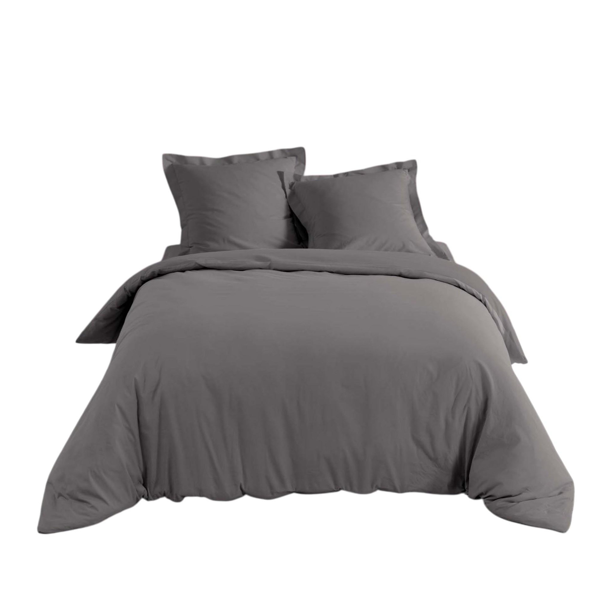 Eden Housse de couette percale 240 x 260 cm percalines anthracite