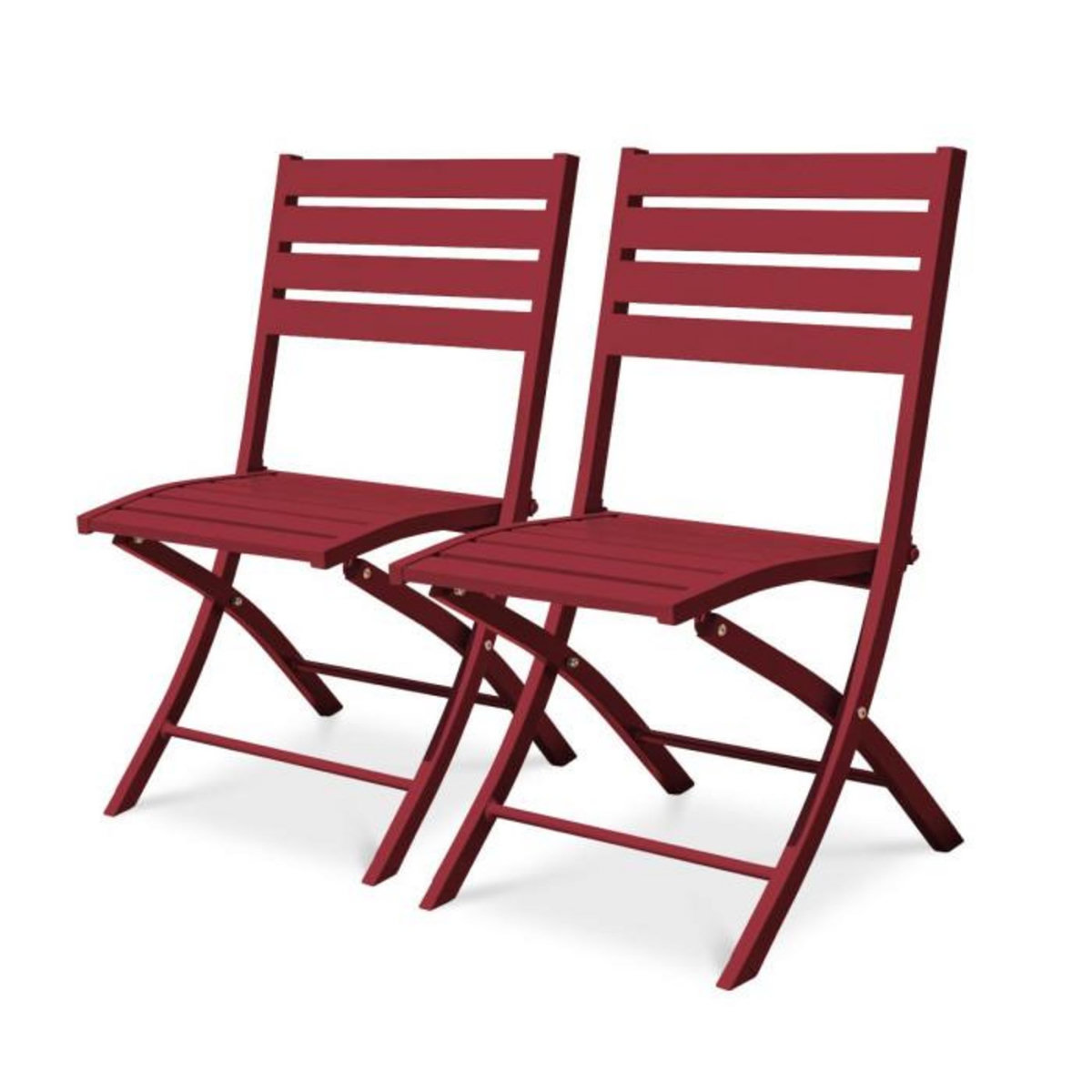 Paris Prix Lot de 2 Chaises de Jardin Pliantes  Marius  82cm Rouge Carmin