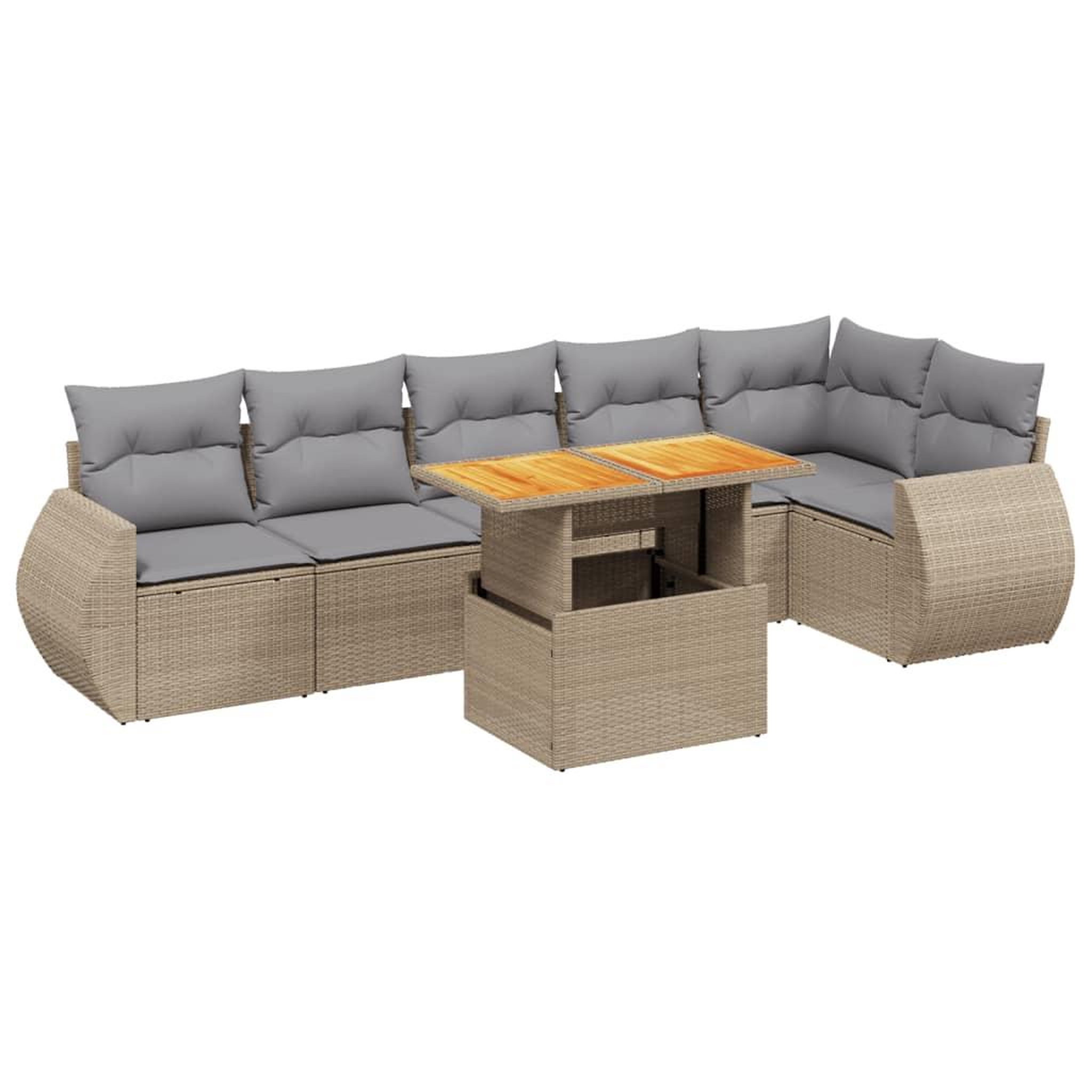 Voir la diapositive 2 : VIDAXL Salon de jardin avec coussins 7 pcs beige resine tressee