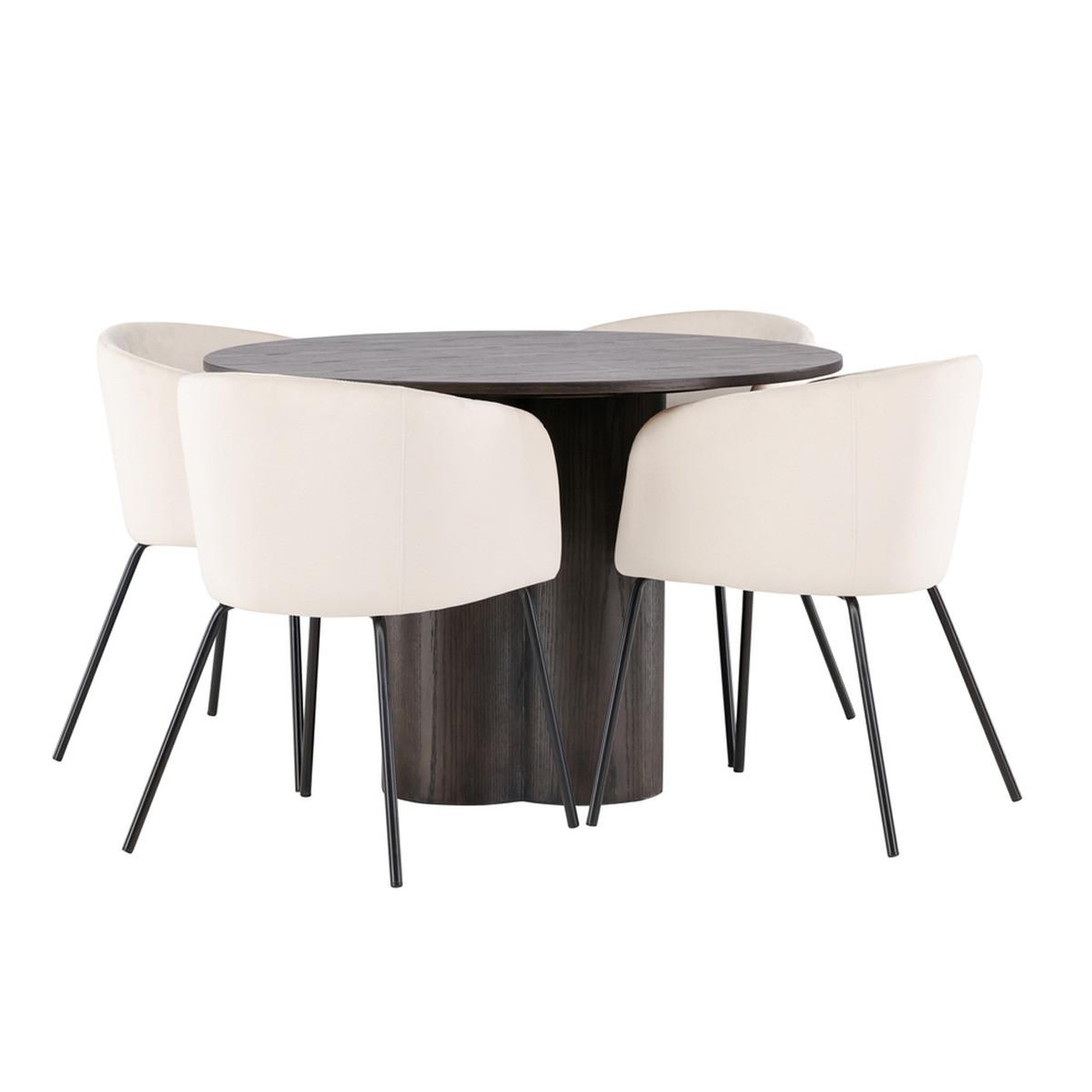 Paris Prix Ensemble table à manger & 4 chaises en velours  olivia & berit  110cm moka & beige