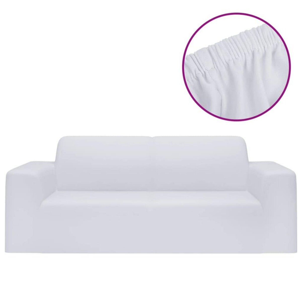 VIDAXL Housse extensible de canape 2 places Blanc Jersey de polyester