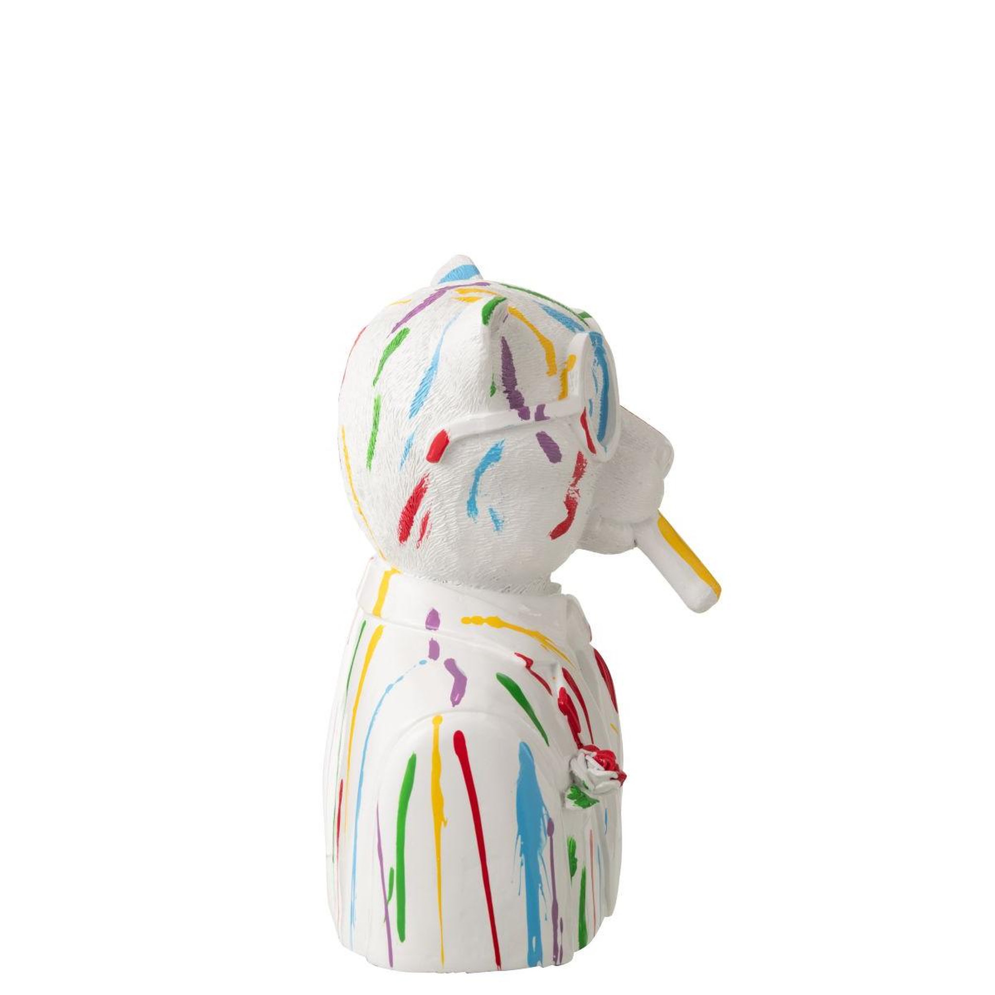 Voir la diapositive 2 : J-LINE Buste léopard  tâches de peinture  31cm blanc