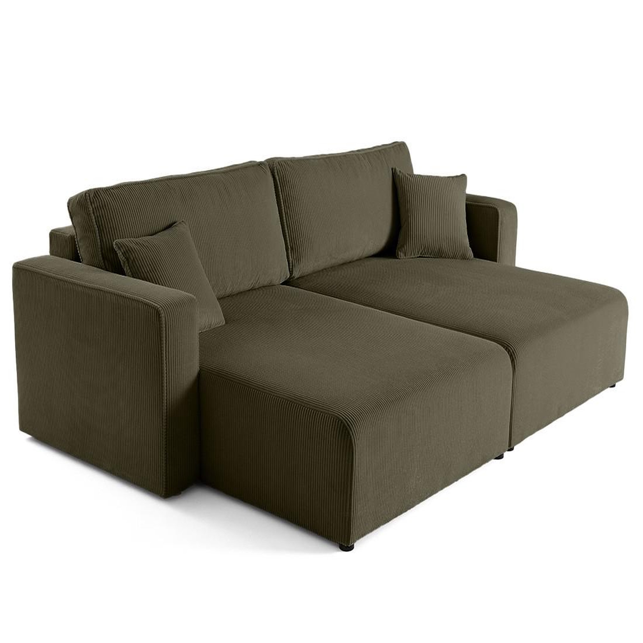 Voir la diapositive 6 : BEST MOBILIER Topaze - canapé droit 4 places avec double méridienne - assise profonde - en velours côtelé