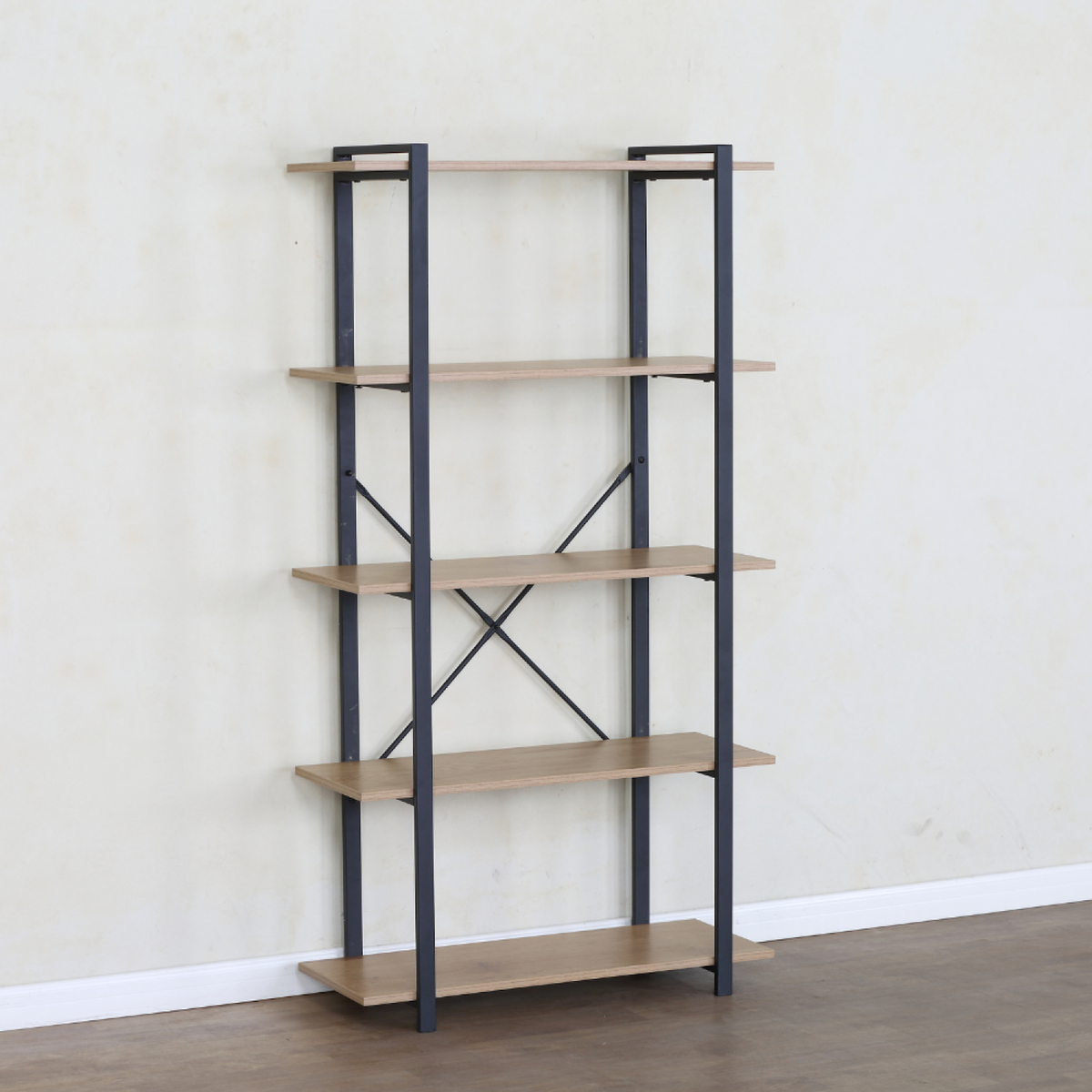 CONCEPT USINE Etagère 5 rangements 150 cm chêne et noir TYDO