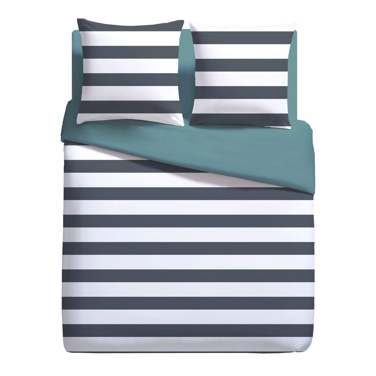 Parure housse de couette en microfibre motifs rayures RAYÉ