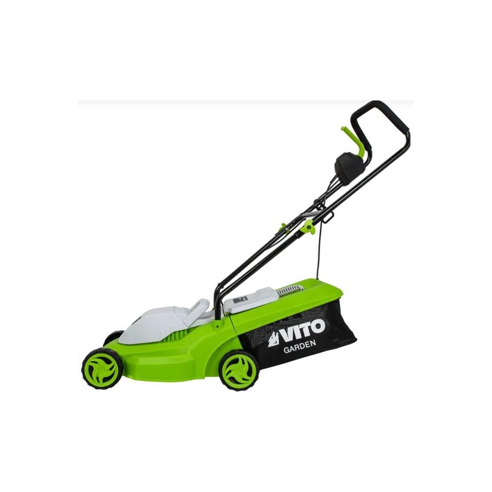 Voir la diapositive 5 : VITO Tondeuse electrique 1200W Surface 300M2 Coupe 32 cm 3 Hauteur de coupe 20-65 mm Bac 30L VITO