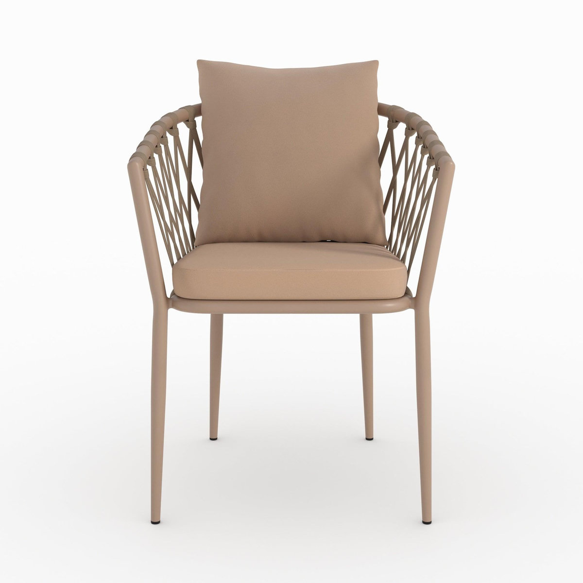 Rendez vous déco Lot de 2 chaises de jardin en métal et tissu taupe-Dulcy