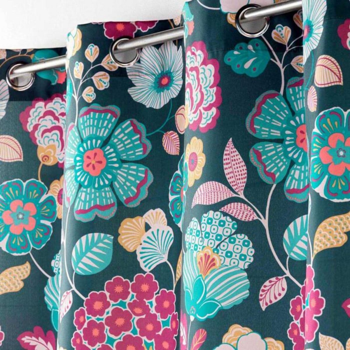 Paris Prix Rideau à Œillets Imprimé  Winteria  140x260cm Bleu