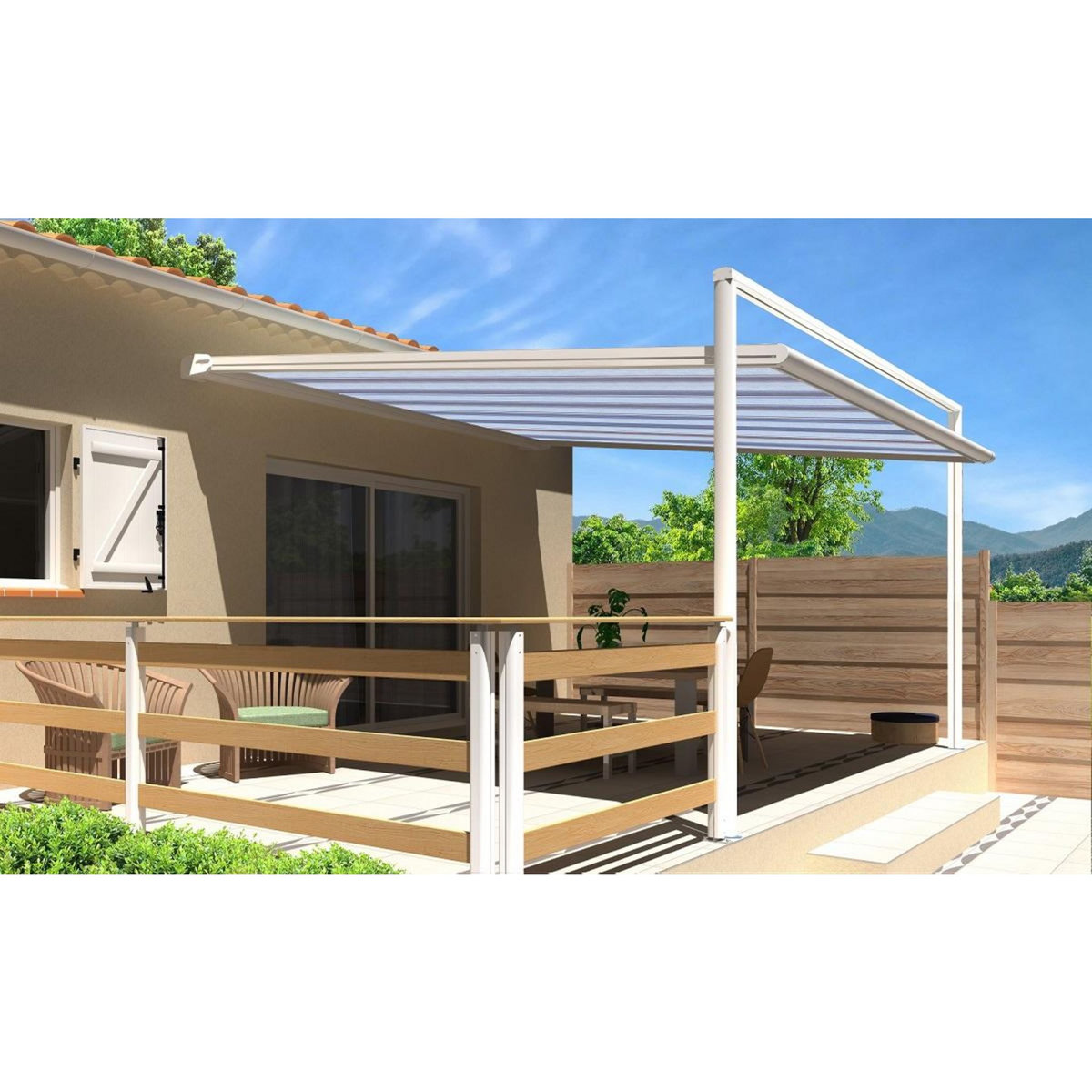 SUNSTYL Pergola blanche motorisée 3x3x2.5m MELODIE
