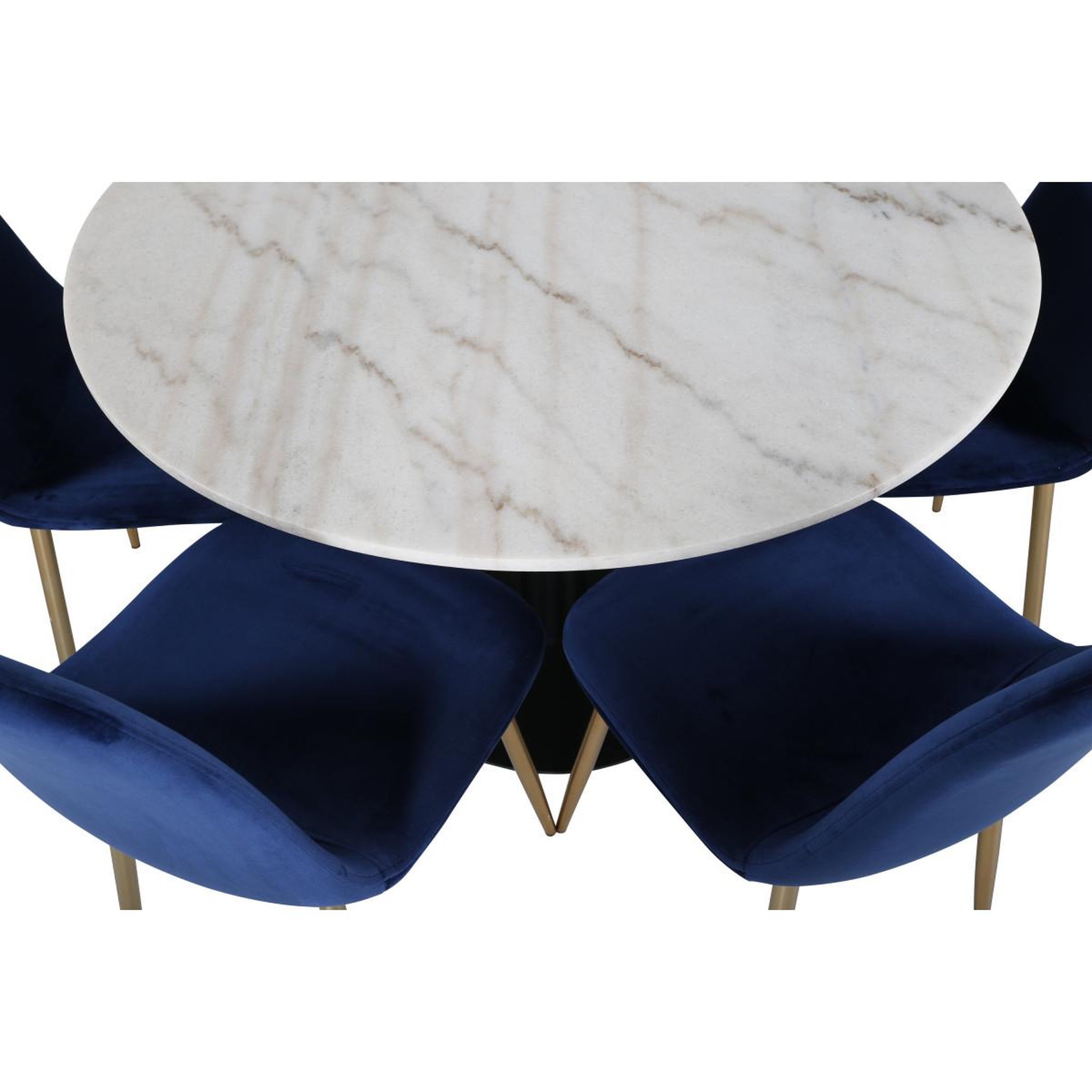 Voir la diapositive 3 : Paris Prix Ensemble table à manger & 6 chaises  estelle i & polar ii  106cm blanc & bleu