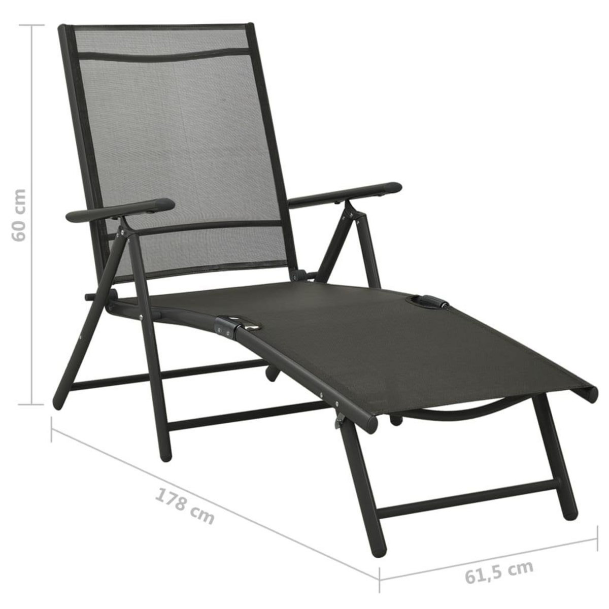 VIDAXL Salon de jardin 3 pcs textilene et aluminium noir