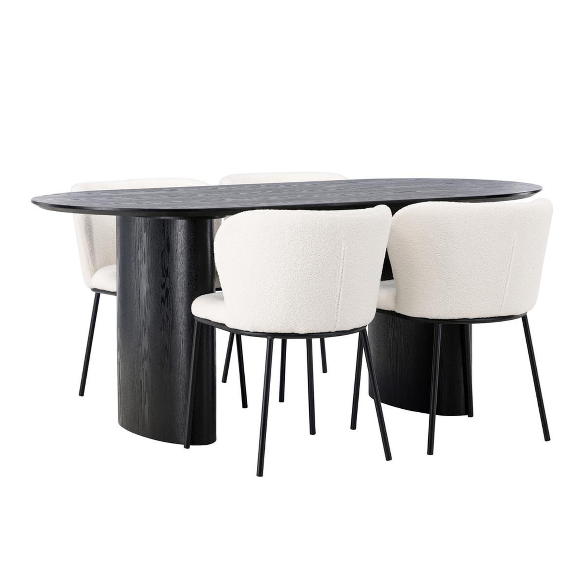 Paris Prix Ensemble table à manger & 4 chaises  isolde & edina  180cm noir & blanc