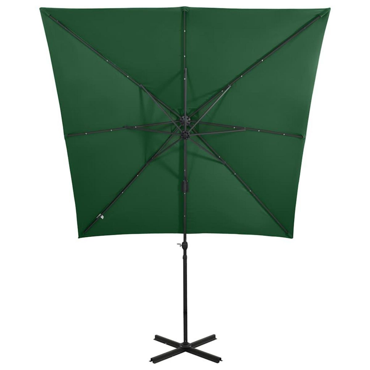 VIDAXL Parasol de jardin en porte-a-faux et mat et lumieres LED vert