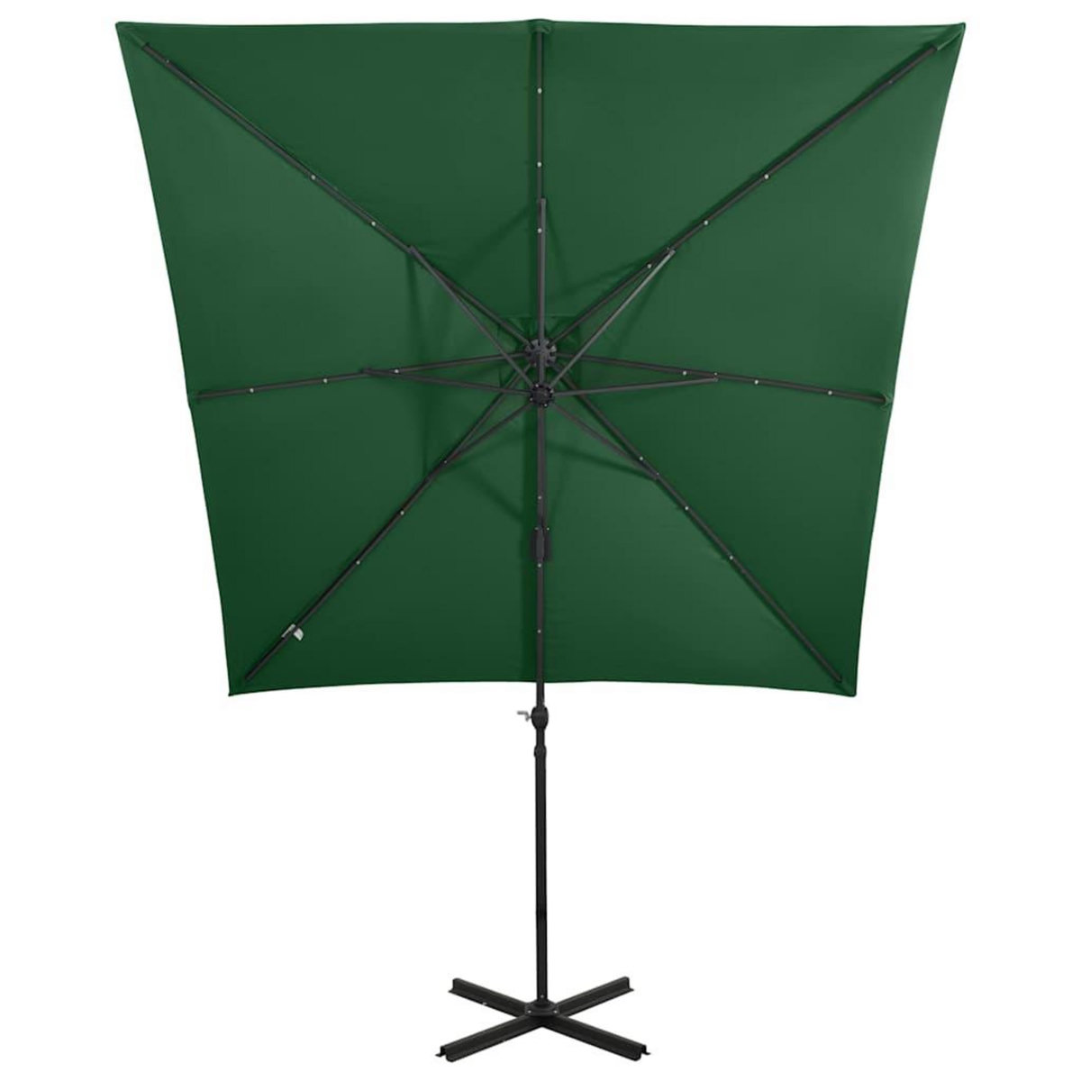 VIDAXL Parasol de jardin en porte-a-faux et mat et lumieres LED vert