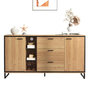 Voir la diapositive 1 : MERAX Buffet 2 porte(s) 3 tiroir(s) - 160 cm naturel led panneau de particules