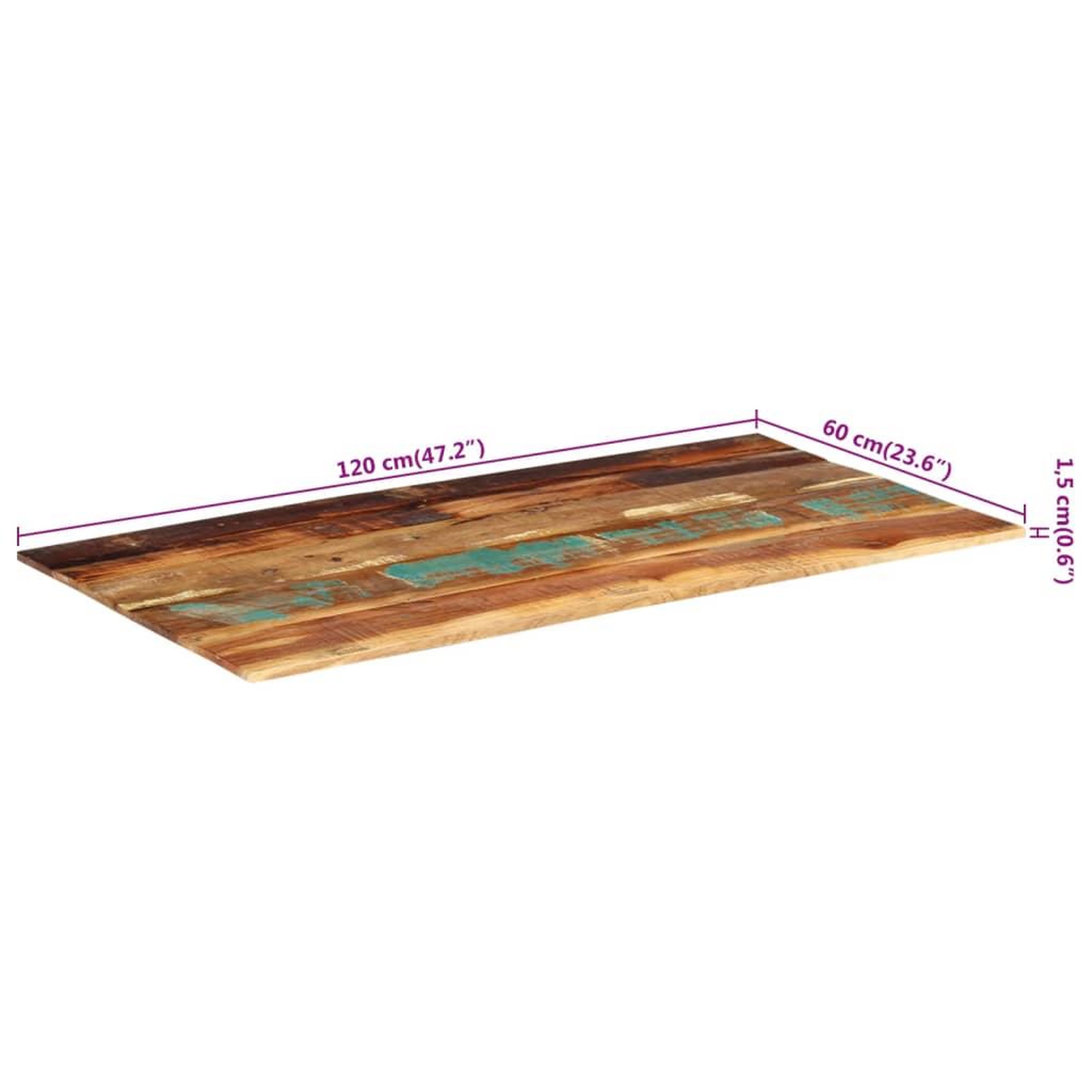 Voir la diapositive 6 : VIDAXL Dessus de table rectangulaire 60x120 cm 15-16 mm Bois recupere
