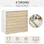 HOMCOM Commode meuble de rangement style contemporain 4 tiroirs 76 x 35 x 72 cm blanc et couleur bois