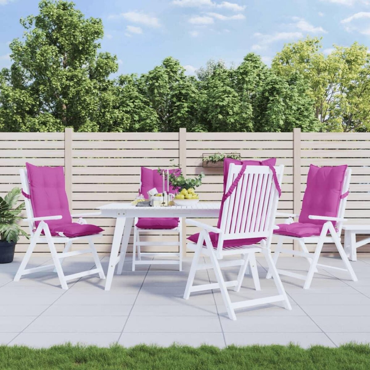 VIDAXL Coussins de chaise a dossier haut lot de 4 rose tissu oxford
