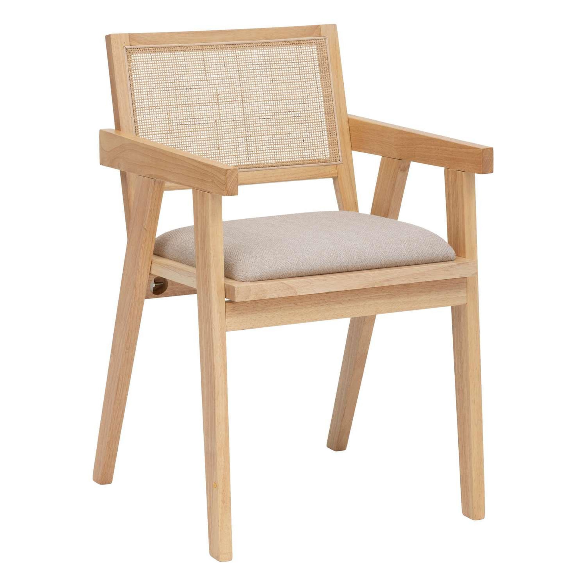 ATMOSPHERA Fauteuil de table en bois et cannage kolia - beige