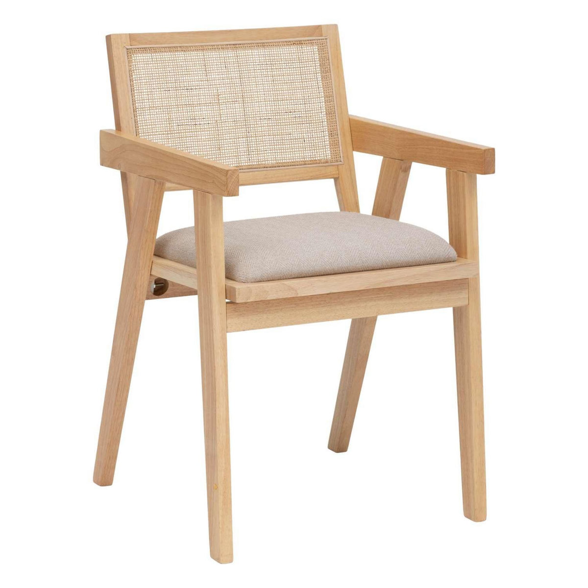 ATMOSPHERA Fauteuil de table en bois et cannage KOLIA - Beige