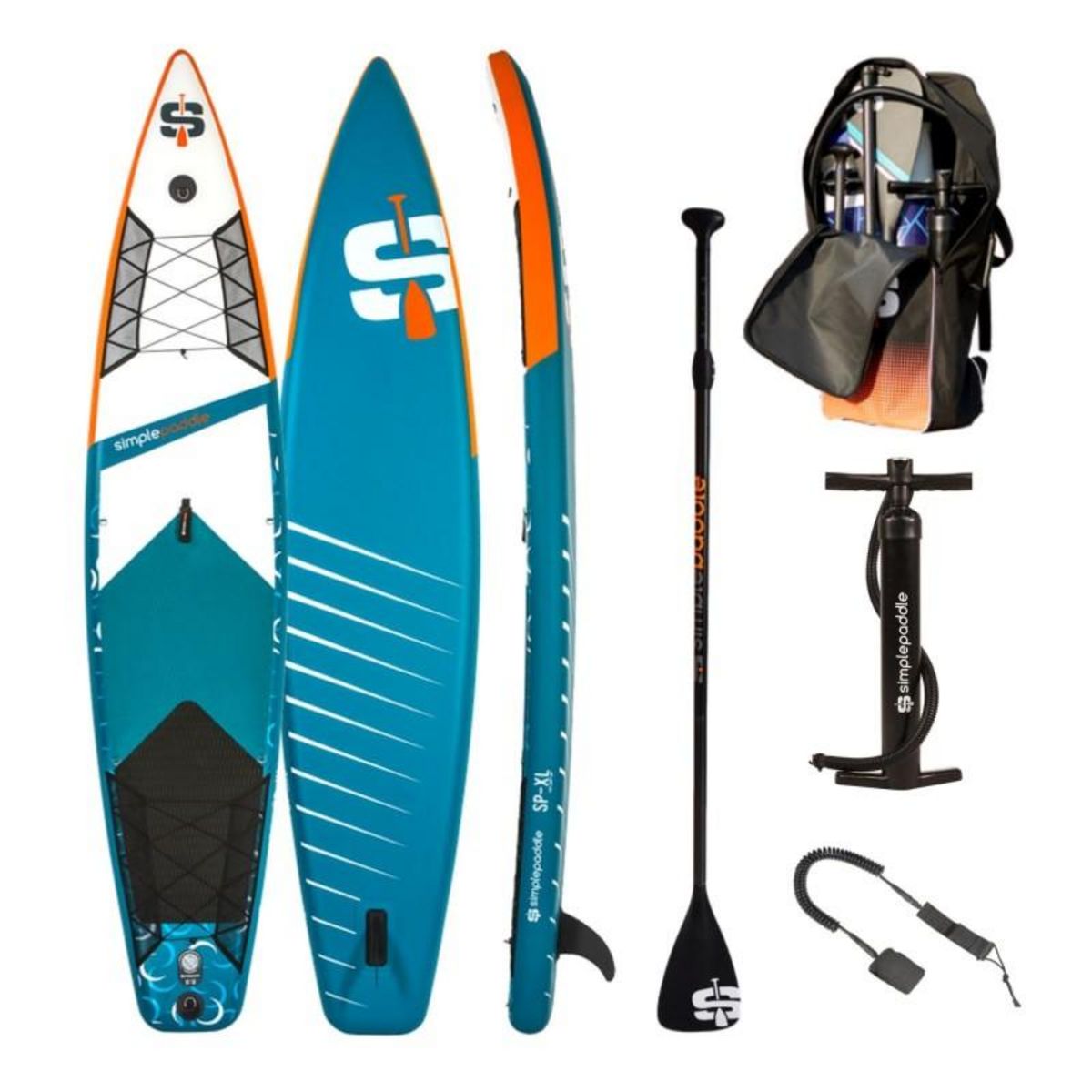 SIMPLE PADDLE Paddle Gonflable RACE 12' 30'' 6  (340 x 76 x 15 cm) avec Pagaie, Leash, Pompe et Sac de Transport