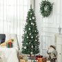 Voir la diapositive 2 : HOMCOM Sapin de Noël artificiel 180 cm slim avec support en acier pliable, 479 branches épines, décoration de Noël effet réaliste, vert