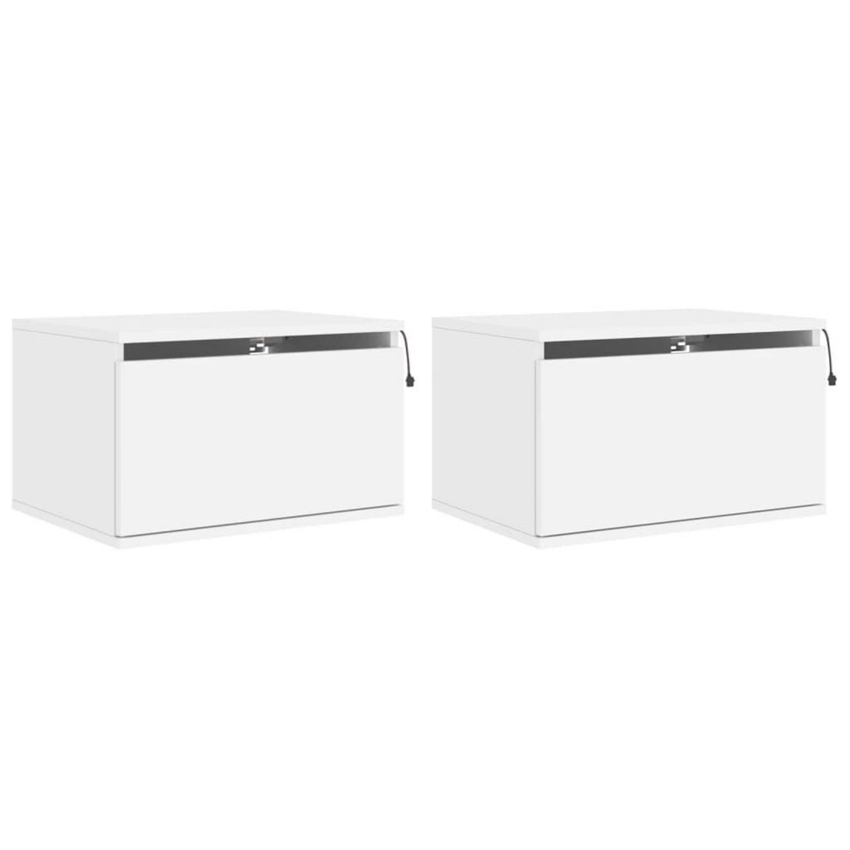 VIDAXL Tables de chevet murales avec lumieres LED 2 pcs blanc