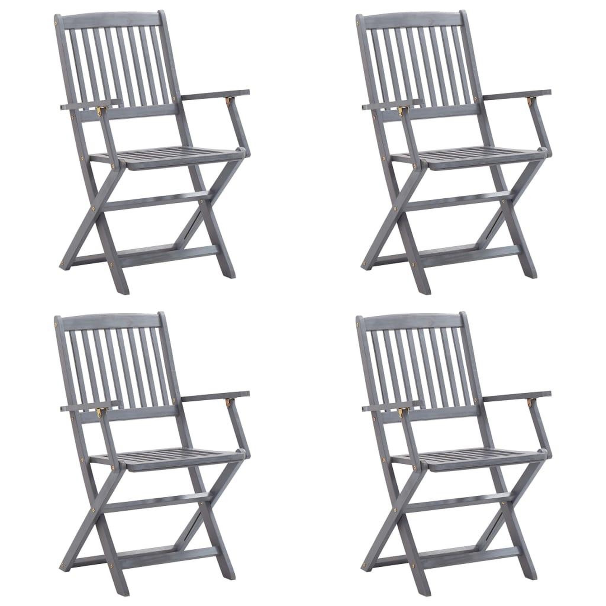 Voir la diapositive 2 : VIDAXL Chaises pliables d'exterieur lot de 4 et coussins Bois d'acacia