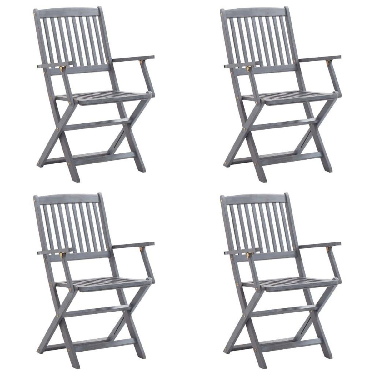 VIDAXL Chaises pliables d'exterieur lot de 4 et coussins Bois d'acacia