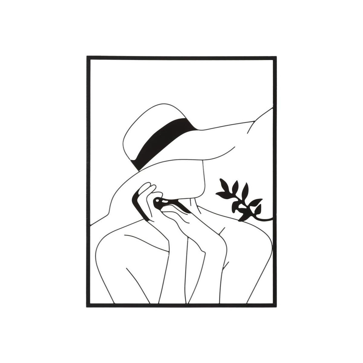 Paris Prix Déco Murale Encadrée en Métal  Chapeau  80cm Noir