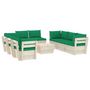 Voir la diapositive 2 : VIDAXL Salon de jardin palette 9 pcs avec coussins bois d'epicea