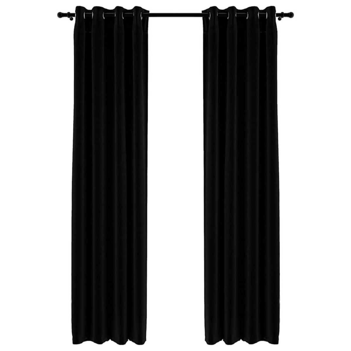 VIDAXL Rideaux occultants Aspect lin avec œillets 2 pcs Noir 140x245cm