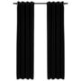 Voir la diapositive 2 : VIDAXL Rideaux occultants Aspect lin avec œillets 2 pcs Noir 140x245cm