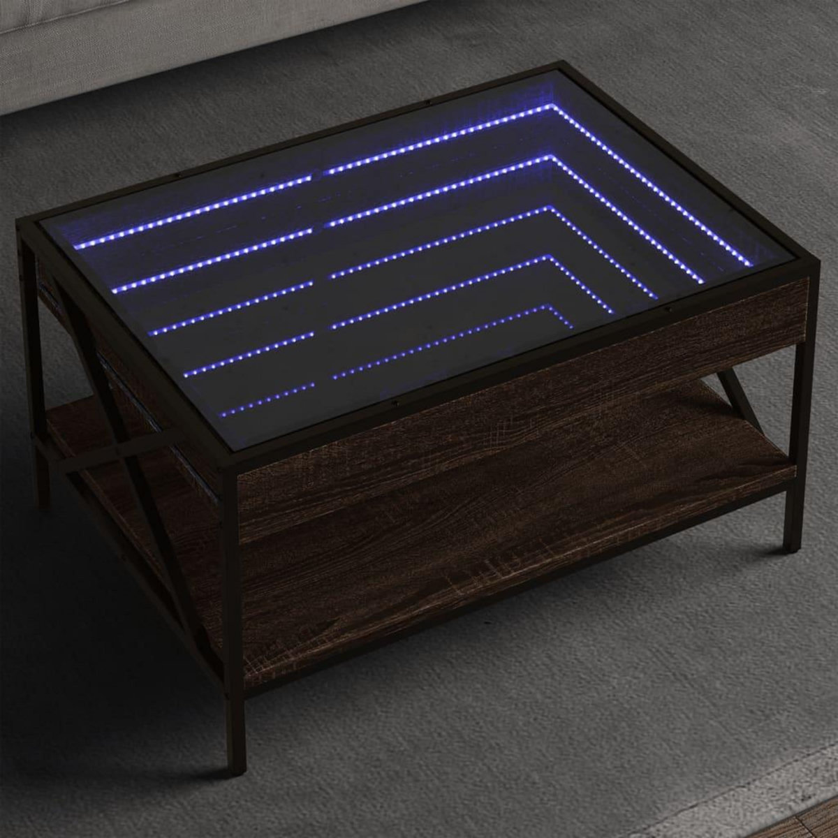 VIDAXL Table basse avec LED infini chene marron 70x50x38 cm