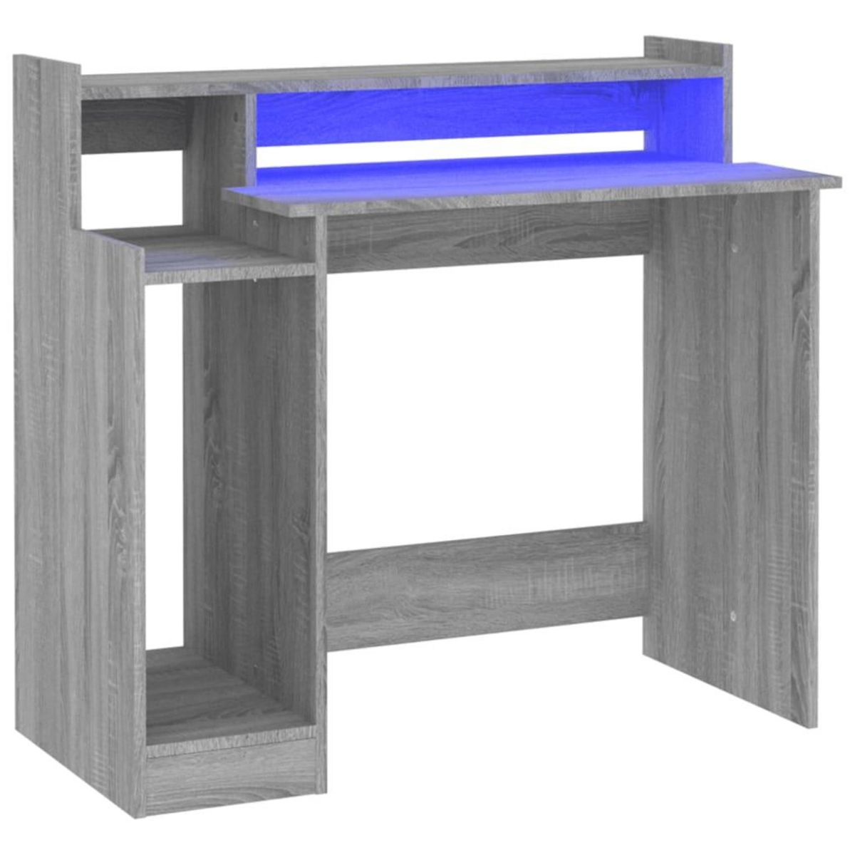 VIDAXL Bureau et lumieres LED Sonoma gris 97x45x90cm Bois d'ingenierie