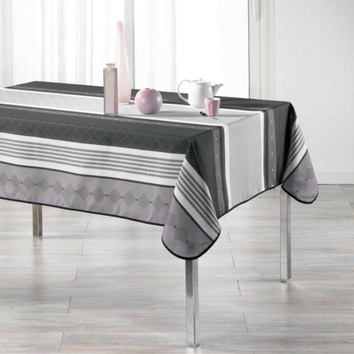 Paris Prix Nappe Rectangulaire Imprimée  Atrium  150x240cm Anthracite