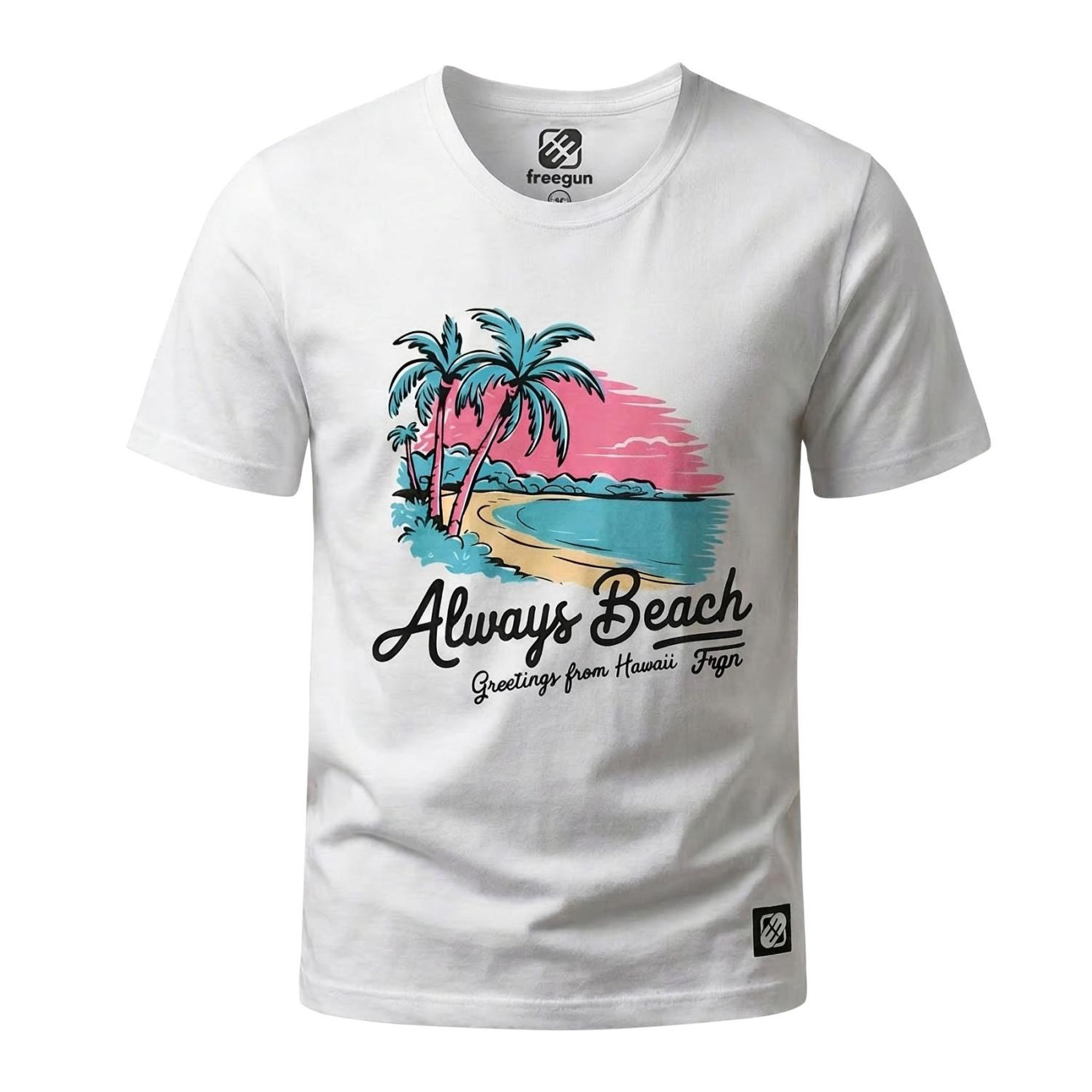 Voir la diapositive 1 : FREEGUN T-shirt junior en jersey 140GSM imprimé devant Hawaii