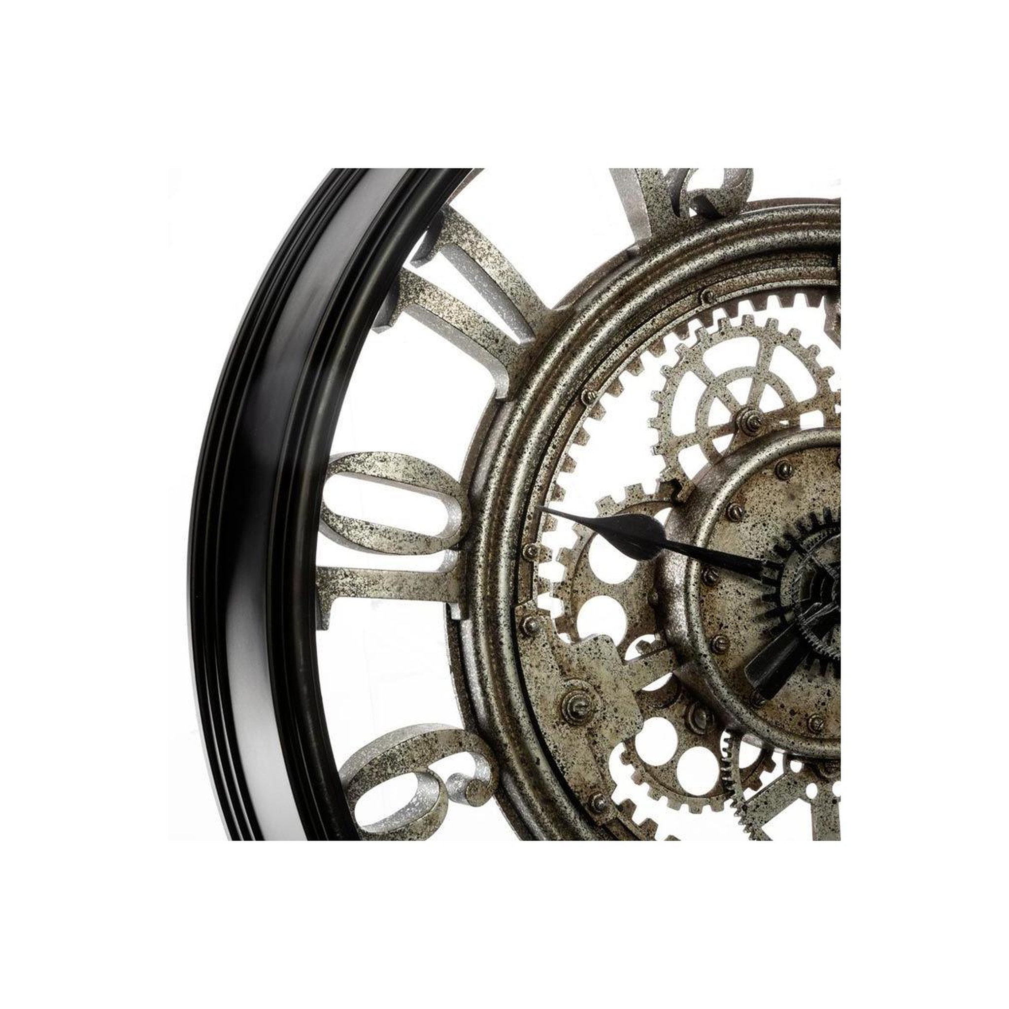 Voir la diapositive 2 : ATMOSPHERA Pendule murale mécanique  vintage  50cm gris