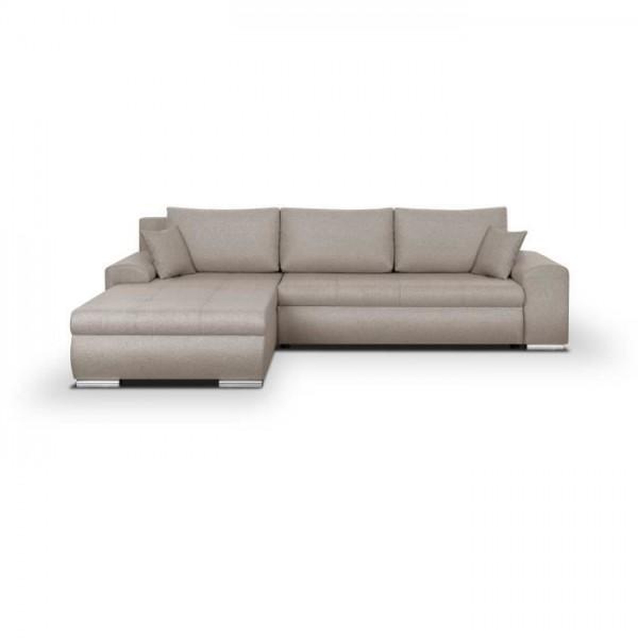 MARKET24 Canapé d'angle convertible réversible + coffre de rangement - Tissu Beige - L 289 x P 94/188 x H 88 cm - INDIAN