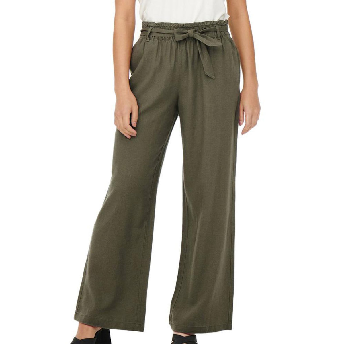 JACQUELINE DE YONG Pantalon Kaki Femme JDY Linen