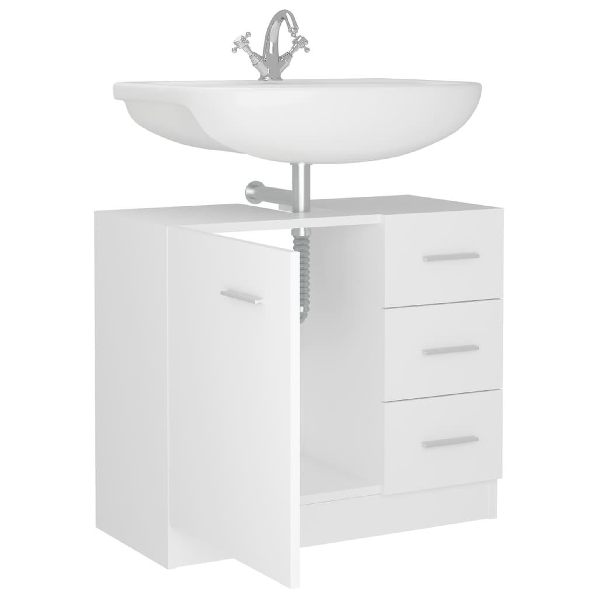 Voir la diapositive 4 : VIDAXL Armoire d'evier Blanc 63x30x54 cm Bois d'ingenierie