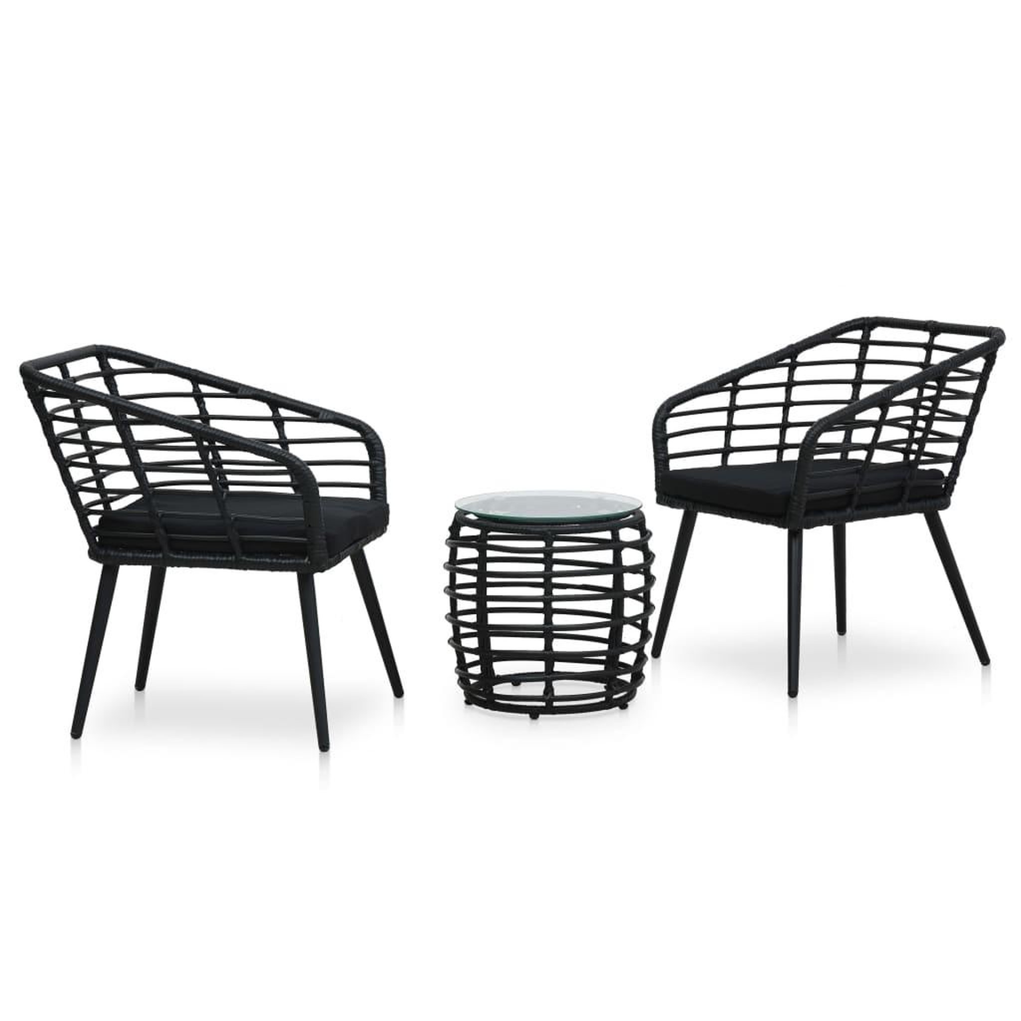 Voir la diapositive 1 : VIDAXL Ensemble de bistro 3 pcs Resine tressee Noir
