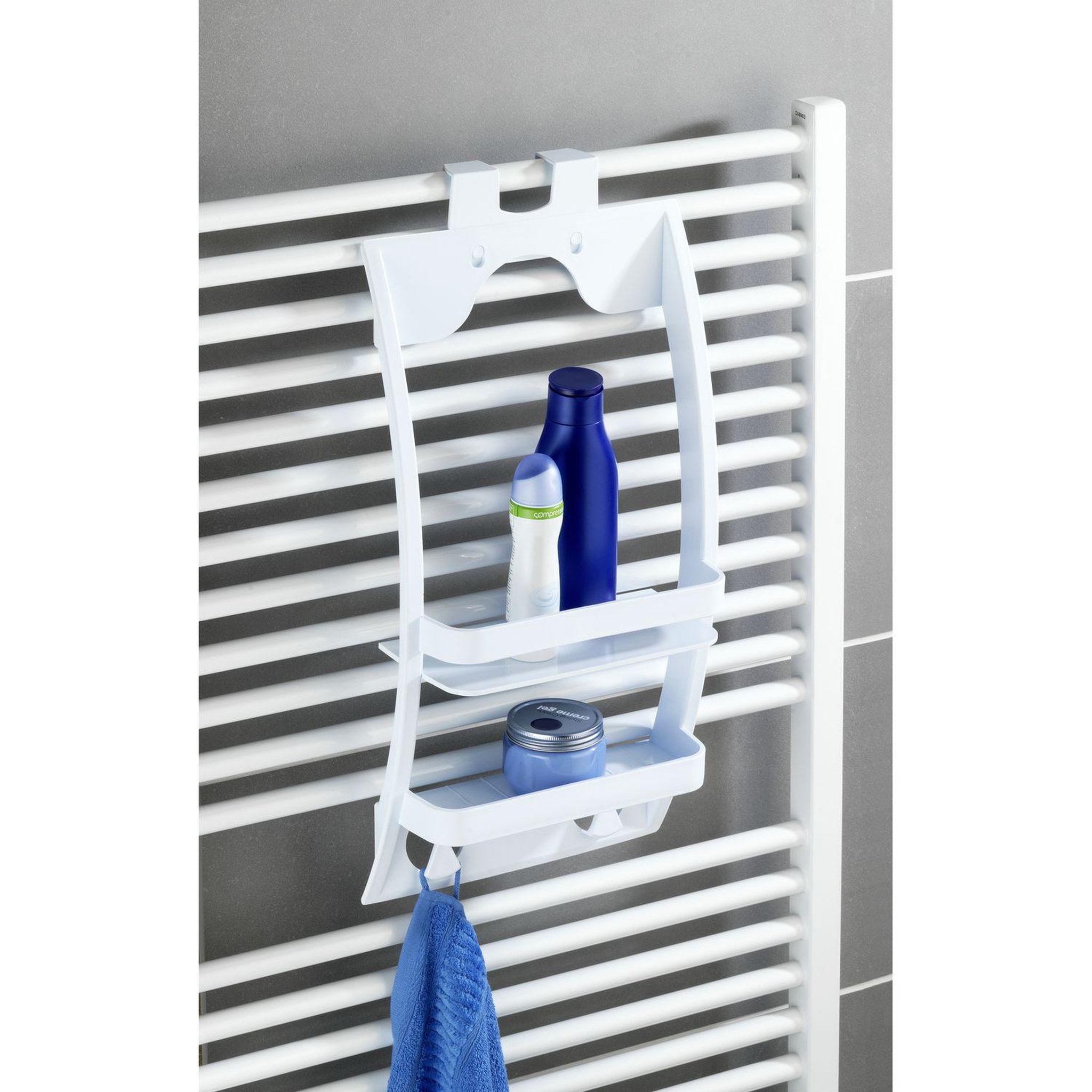 Voir la diapositive 4 : Wenko Etagère de douche universelle urtop - l. 26 x l. 54,5 cm - blanc