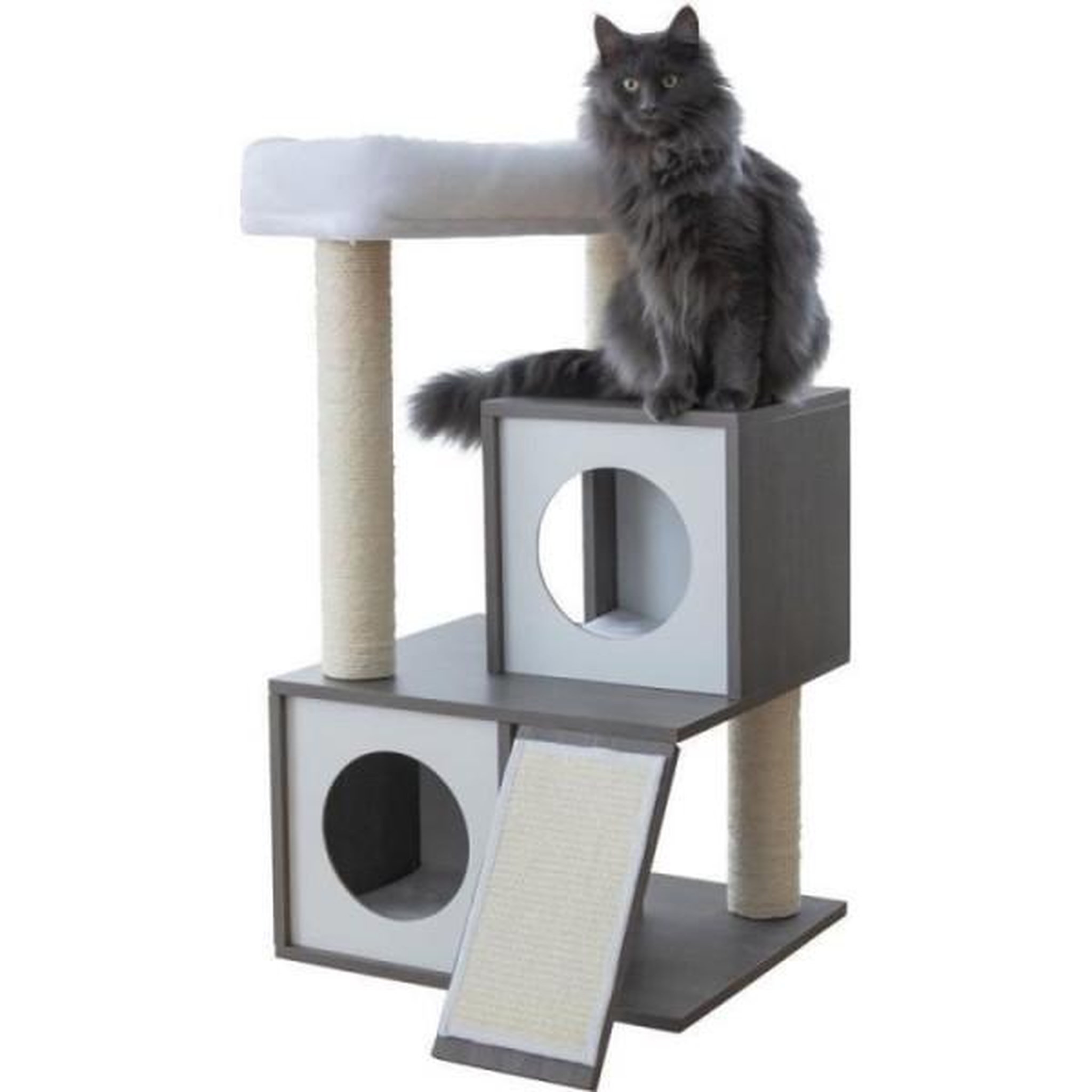 Voir la diapositive 2 : KERBL KERBL - Arbre a chat FLAIR - 48x44x86cm - Blanc/gris - Sisal