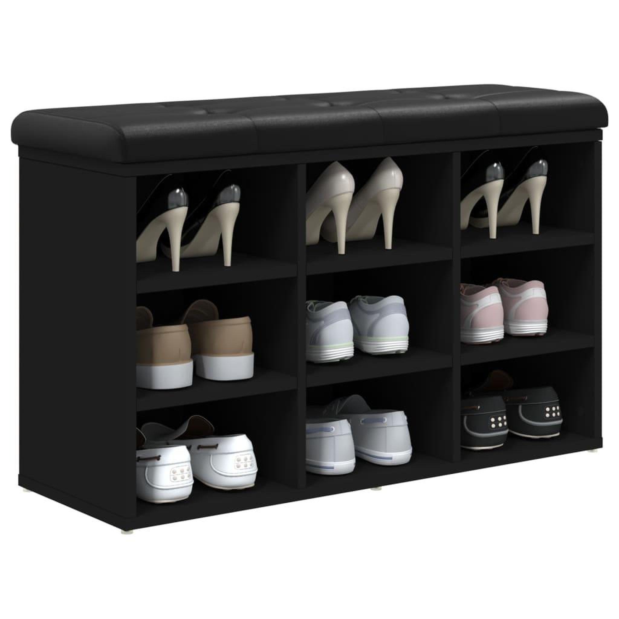 Voir la diapositive 4 : VIDAXL Banc a chaussures noir 82x32x50 cm bois d'ingenierie