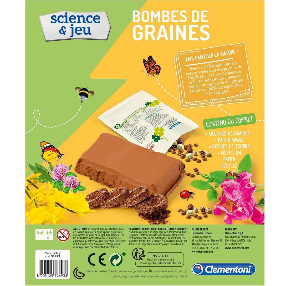 CLEMENTONI Kit sciences et jeu : Play for future : Bombe de graines