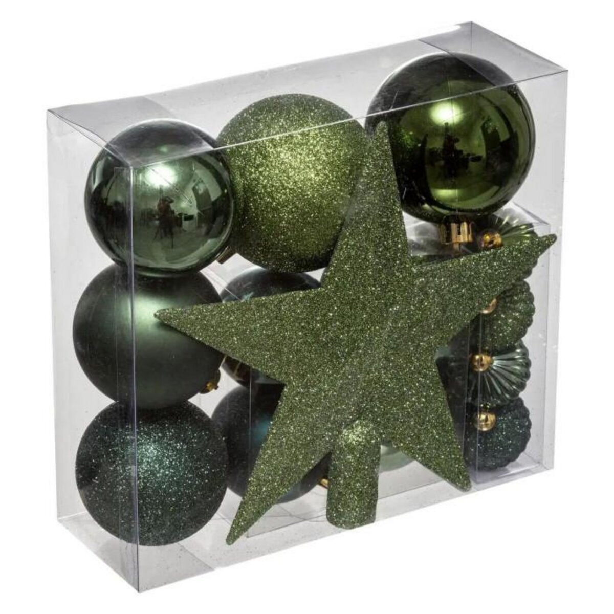 ATMOSPHERA Kit 18 Pièces Déco de Noël  Colorama  23cm Vert Olive