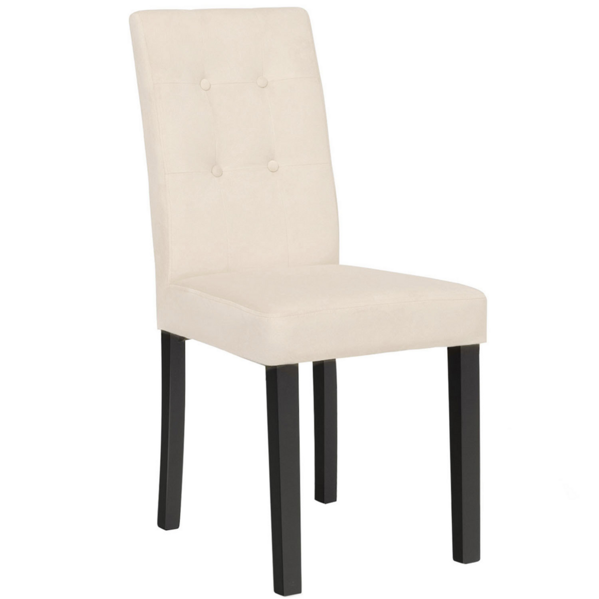 ID MARKET Lot de 4 chaises POLGA capitonnées en velours beige pieds noirs