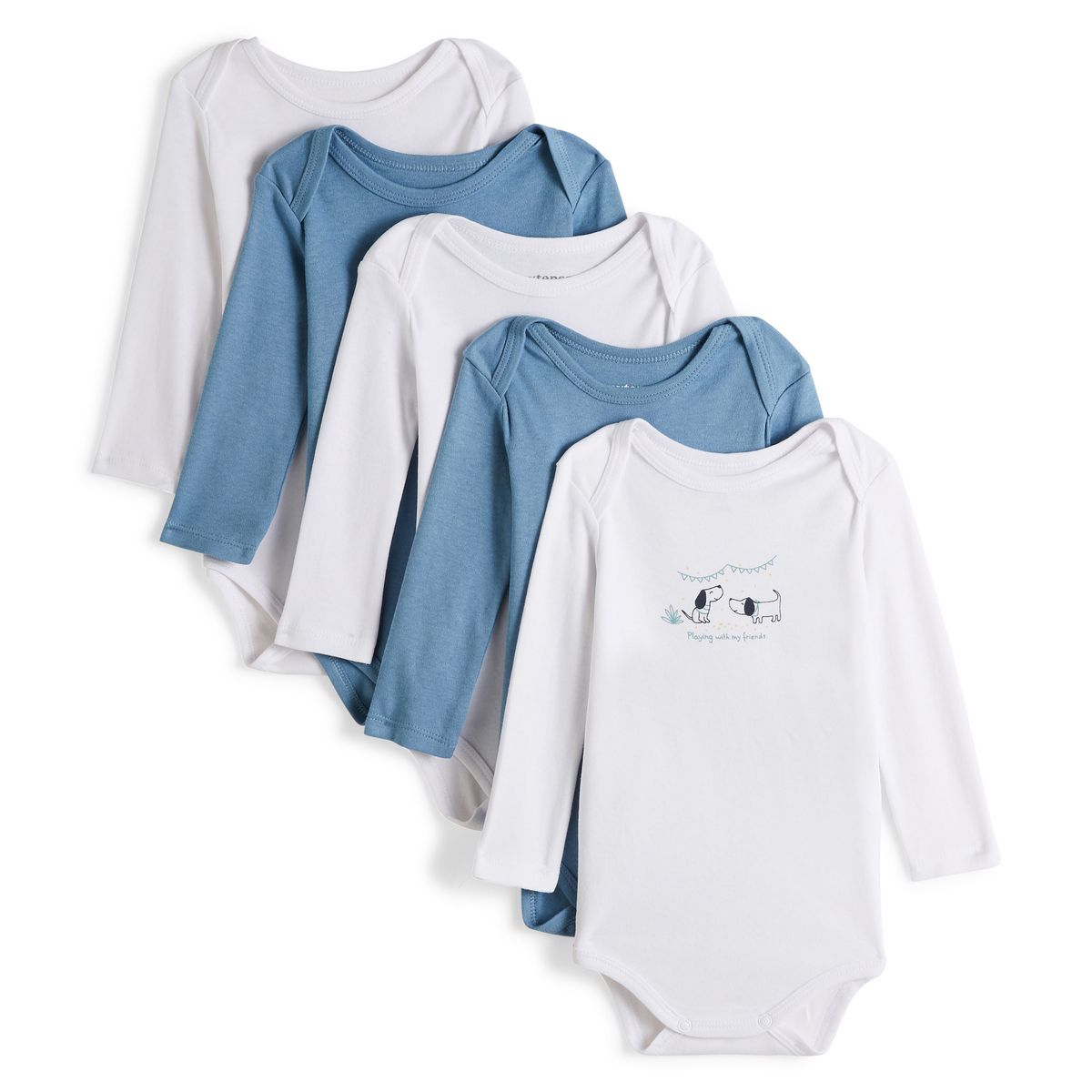 INEXTENSO Lot de 5 bodies manches longues chien bébé garçon